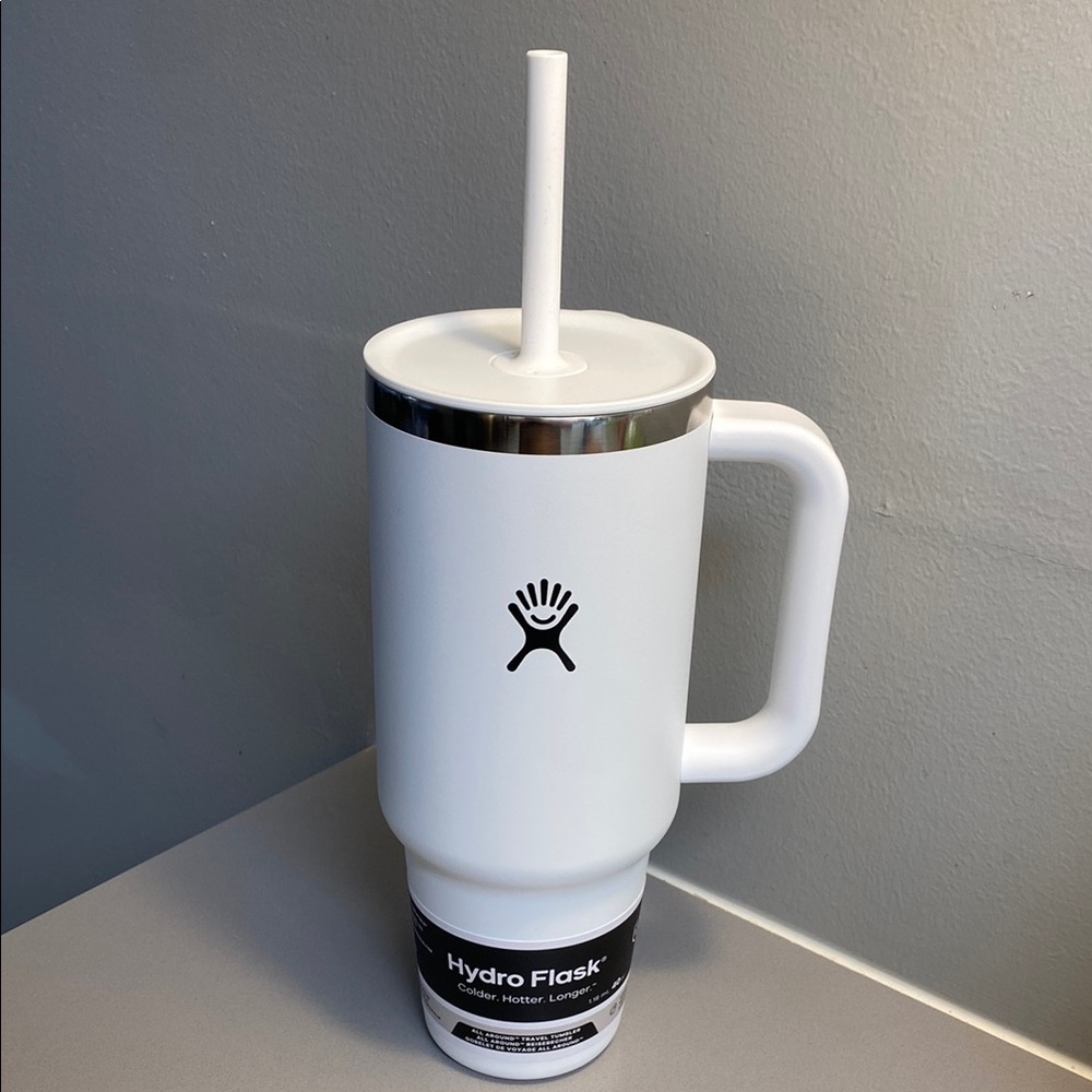 Hydro Flask White Mug with Straw